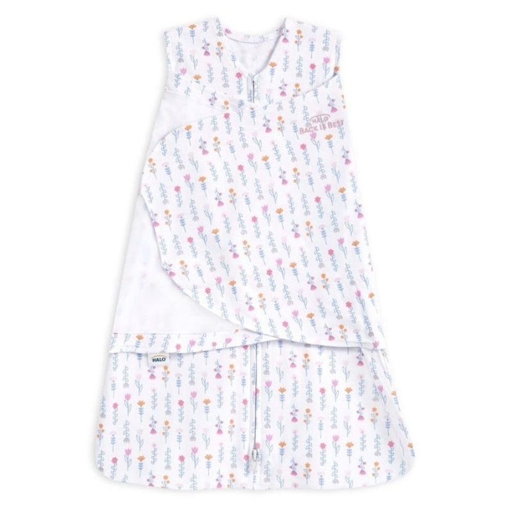 HALO cotton swaddle sleep sack white floral 3-6m